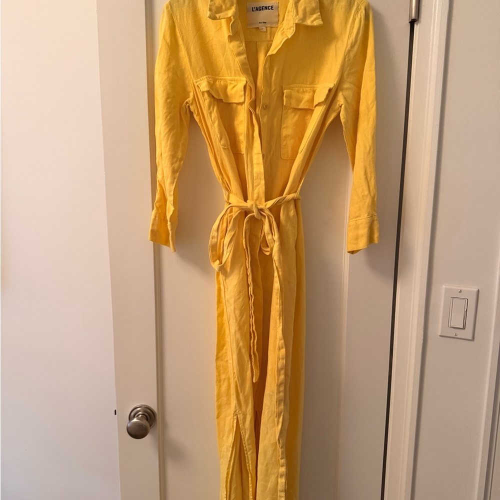 L'AGENCE Cameron Yellow Linen Dress